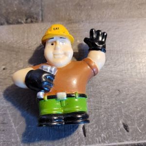 Cat construction worker man hammer little people toy? Figure
